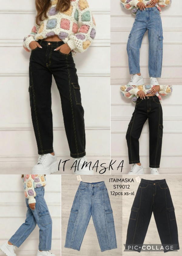 Spodnie damskie jeansy Roz XS-XL, 1 Kolor Paczka 12 szt